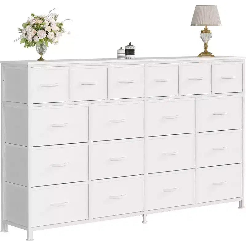 Commode Acekool à 18 tiroirs avec station de charge, commode de rangement extra large en tissu, meuble TV pour chambre, salon, entrée