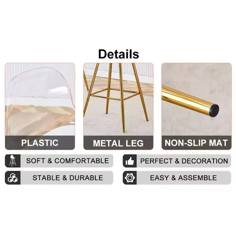 Tabouret de bar moderne rembourré avec pieds en métal