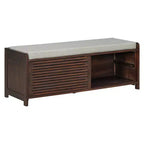 Banc à chaussures Whisen avec rangement et coussin, banc de rangement à volets vieillis