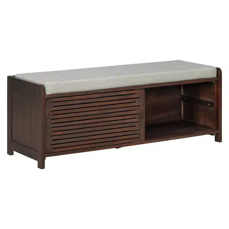 Banc à chaussures Whisen avec rangement et coussin, banc de rangement à volets vieillis