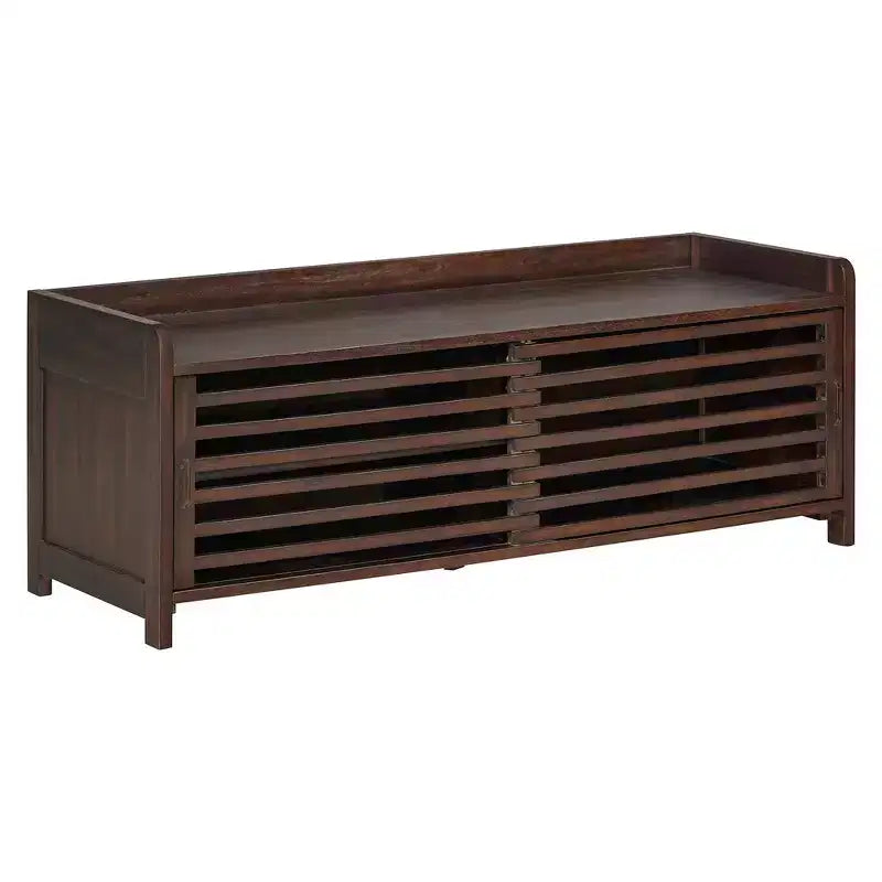 Banc à chaussures Whisen avec rangement et coussin, banc de rangement à volets vieillis
