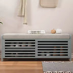 Banc à chaussures Whisen avec rangement et coussin, banc de rangement à volets vieillis