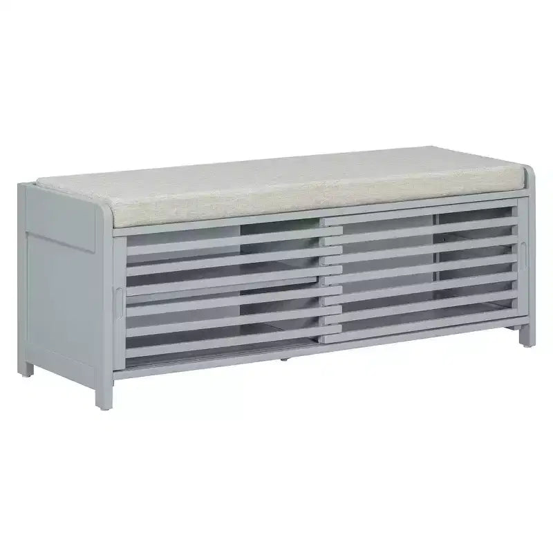 Banc à chaussures Whisen avec rangement et coussin, banc de rangement à volets vieillis