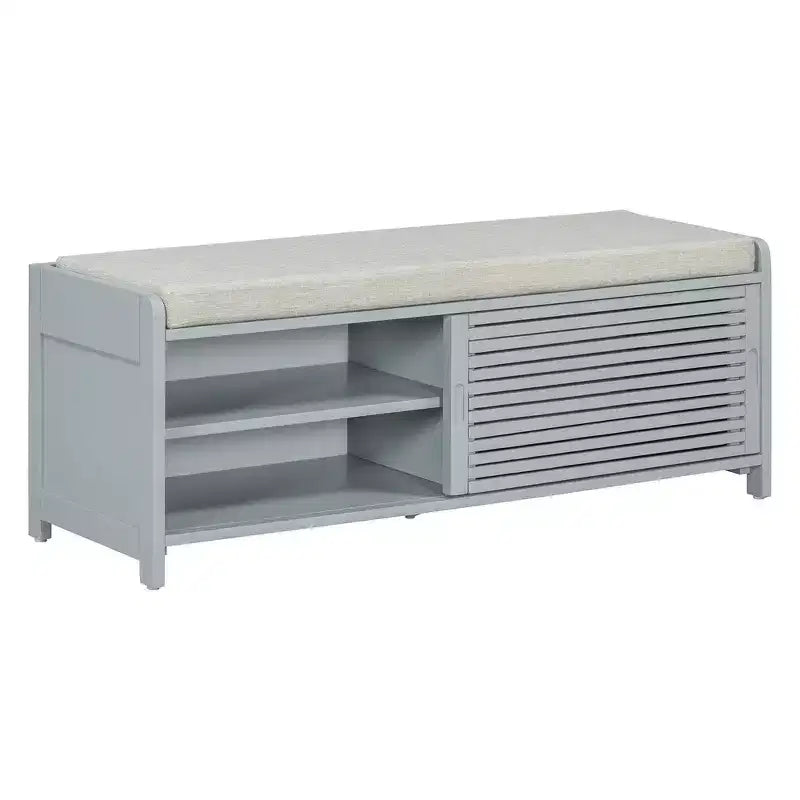 Banc à chaussures Whisen avec rangement et coussin, banc de rangement à volets vieillis