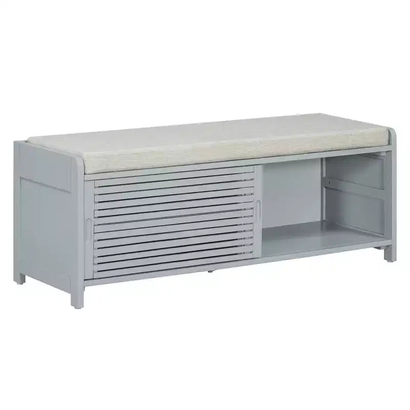 Banc à chaussures Whisen avec rangement et coussin, banc de rangement à volets vieillis
