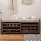 Banc à chaussures Whisen avec rangement et coussin, banc de rangement à volets vieillis