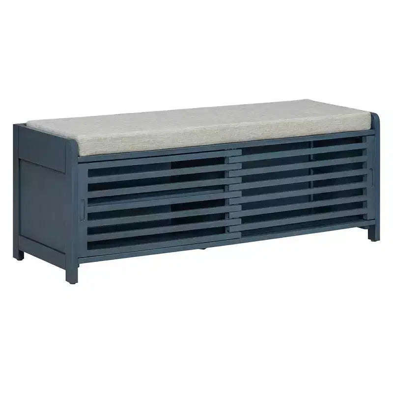 Banc à chaussures Whisen avec rangement et coussin, banc de rangement à volets vieillis