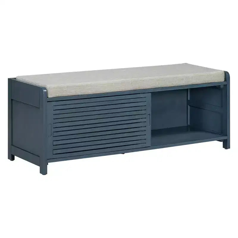 Banc à chaussures Whisen avec rangement et coussin, banc de rangement à volets vieillis
