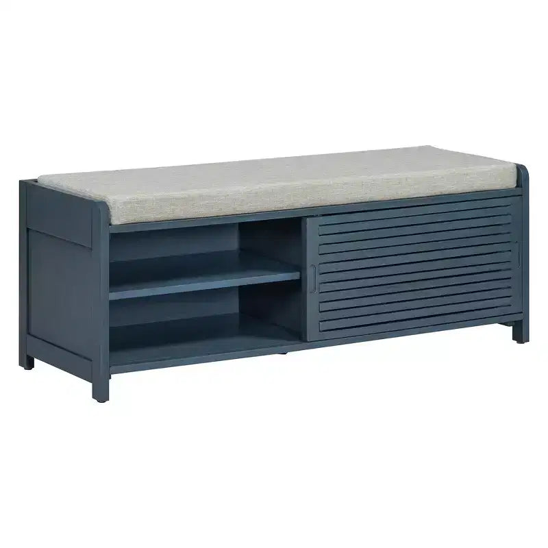 Banc à chaussures Whisen avec rangement et coussin, banc de rangement à volets vieillis