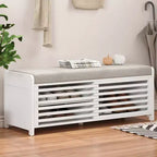 Banc à chaussures Whisen avec rangement et coussin, banc de rangement à volets vieillis