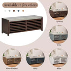Banc à chaussures Whisen avec rangement et coussin, banc de rangement à volets vieillis