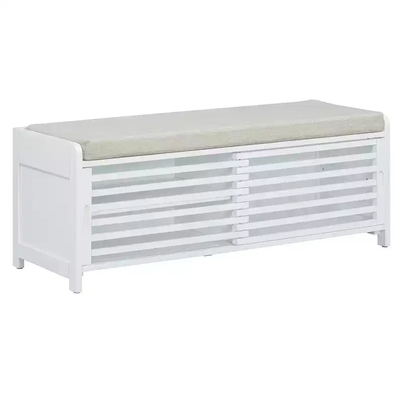 Banc à chaussures Whisen avec rangement et coussin, banc de rangement à volets vieillis