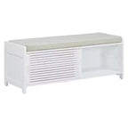 Banc à chaussures Whisen avec rangement et coussin, banc de rangement à volets vieillis