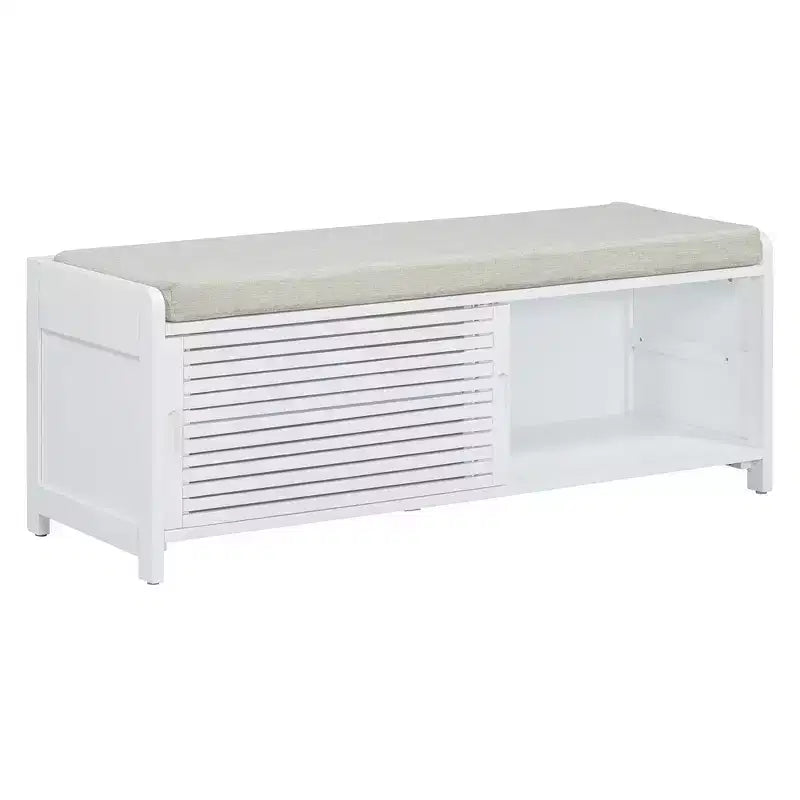 Banc à chaussures Whisen avec rangement et coussin, banc de rangement à volets vieillis