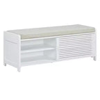 Banc à chaussures Whisen avec rangement et coussin, banc de rangement à volets vieillis