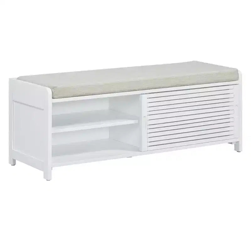 Banc à chaussures Whisen avec rangement et coussin, banc de rangement à volets vieillis