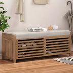 Banc à chaussures Whisen avec rangement et coussin, banc de rangement à volets vieillis