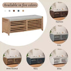 Banc à chaussures Whisen avec rangement et coussin, banc de rangement à volets vieillis