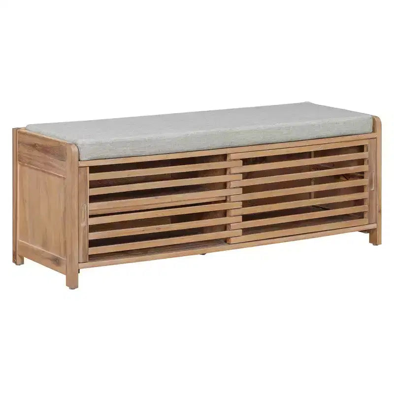 Banc à chaussures Whisen avec rangement et coussin, banc de rangement à volets vieillis