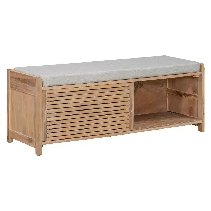 Banc à chaussures Whisen avec rangement et coussin, banc de rangement à volets vieillis