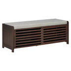 Banc à chaussures Whisen avec rangement et coussin, banc de rangement à volets vieillis
