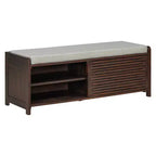 Banc à chaussures Whisen avec rangement et coussin, banc de rangement à volets vieillis