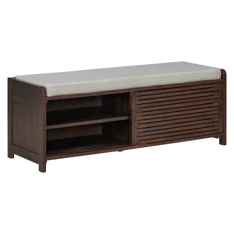 Banc à chaussures Whisen avec rangement et coussin, banc de rangement à volets vieillis