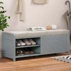 Banc à chaussures Whisen avec rangement et coussin, banc de rangement à volets vieillis