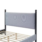 Lit Christopher Knight Home Iska moderne en bois d'hévéa rembourré et rayé avec tête de lit haute