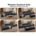 Canapé modulaire surdimensionné Dyonery 160, canapé douillet en forme de U à 6 places avec 2 oreillers et 2 poufs mobiles, chenille