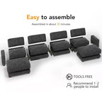 Canapé modulaire surdimensionné Dyonery 160, canapé douillet en forme de U à 6 places avec 2 oreillers et 2 poufs mobiles, chenille