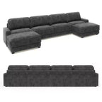 Canapé modulaire surdimensionné Dyonery 160, canapé douillet en forme de U à 6 places avec 2 oreillers et 2 poufs mobiles, chenille