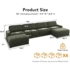 Canapé modulaire surdimensionné Dyonery 160, canapé douillet en forme de U à 6 places avec 2 oreillers et 2 poufs mobiles, chenille