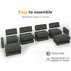 Canapé modulaire surdimensionné Dyonery 160, canapé douillet en forme de U à 6 places avec 2 oreillers et 2 poufs mobiles, chenille
