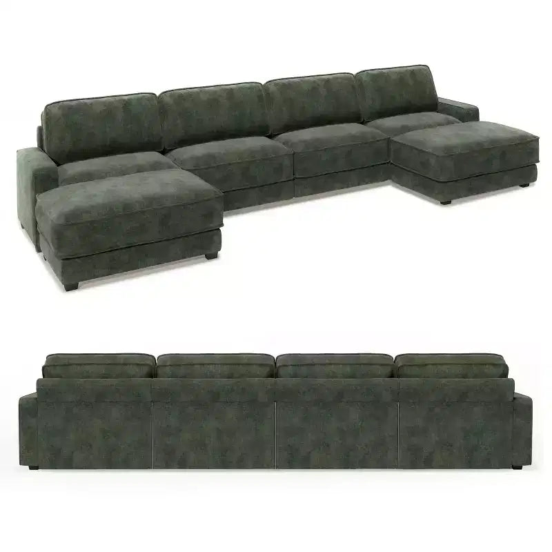 Canapé modulaire surdimensionné Dyonery 160, canapé douillet en forme de U à 6 places avec 2 oreillers et 2 poufs mobiles, chenille