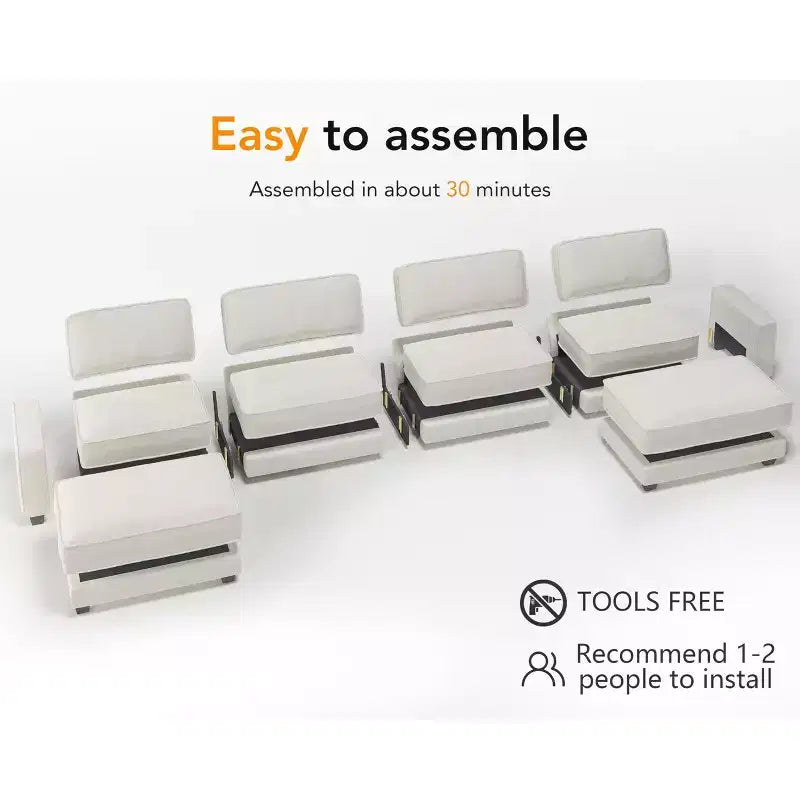 Canapé modulaire surdimensionné Dyonery 160, canapé douillet en forme de U à 6 places avec 2 oreillers et 2 poufs mobiles, chenille