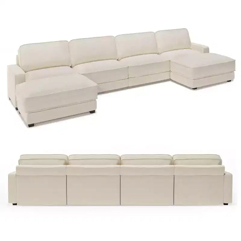 Canapé modulaire surdimensionné Dyonery 160, canapé douillet en forme de U à 6 places avec 2 oreillers et 2 poufs mobiles, chenille