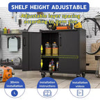 Armoire de rangement en acier roulante VIYET 31 - Armoire métallique robuste verrouillable avec étagère réglable et roulettes silencieuses pour garage et bureau à domicile