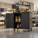 Armoire de rangement en acier roulante VIYET 31 - Armoire métallique robuste verrouillable avec étagère réglable et roulettes silencieuses pour garage et bureau à domicile