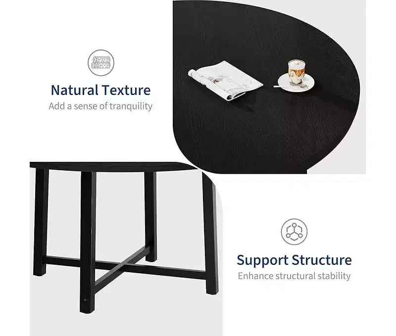 Table à manger ronde pour 4 personnes - Table à dîner circulaire de 47" en bois avec cadre métallique, Meuble de cuisine et de salle à manger de style rustique pour la maison