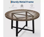 Table à manger ronde pour 4 personnes - Table à dîner circulaire de 47" en bois avec cadre métallique, Meuble de cuisine et de salle à manger de style rustique pour la maison