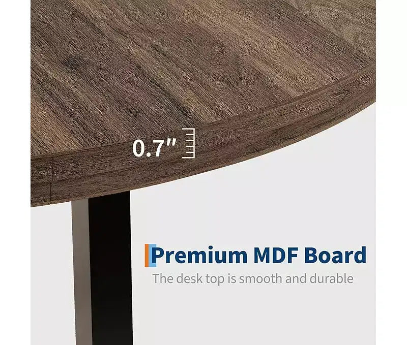 Table à manger ronde pour 4 personnes - Table à dîner circulaire de 47" en bois avec cadre métallique, Meuble de cuisine et de salle à manger de style rustique pour la maison