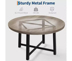 Table à manger ronde pour 4 personnes - Table à dîner circulaire de 47" en bois avec cadre métallique, Meuble de cuisine et de salle à manger de style rustique pour la maison