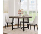 Table à manger ronde pour 4 personnes - Table à dîner circulaire de 47" en bois avec cadre métallique, Meuble de cuisine et de salle à manger de style rustique pour la maison