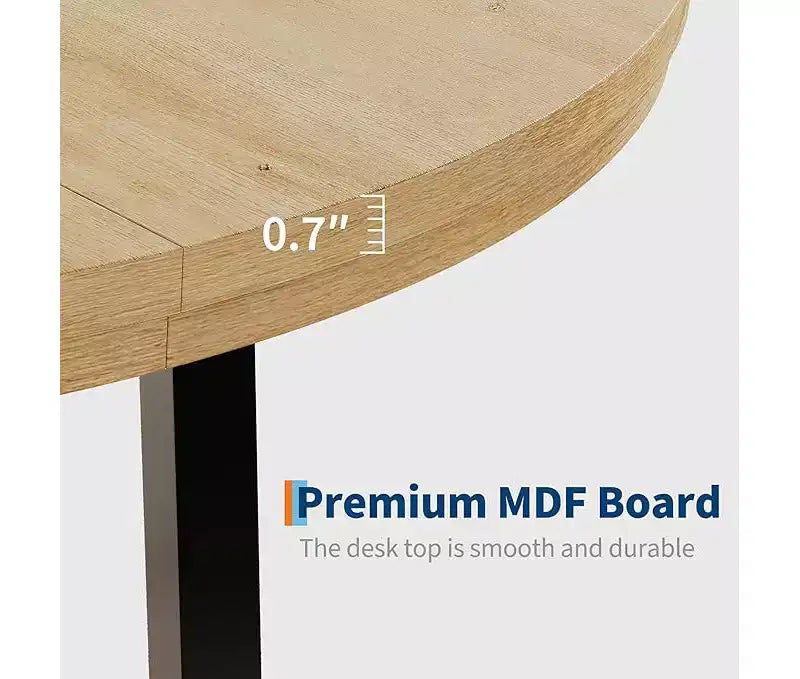 Table à manger ronde pour 4 personnes - Table à dîner circulaire de 47" en bois avec cadre métallique, Meuble de cuisine et de salle à manger de style rustique pour la maison