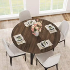 Table à manger ronde pour 4 personnes - Table à dîner circulaire de 47" en bois avec cadre métallique, Meuble de cuisine et de salle à manger de style rustique pour la maison