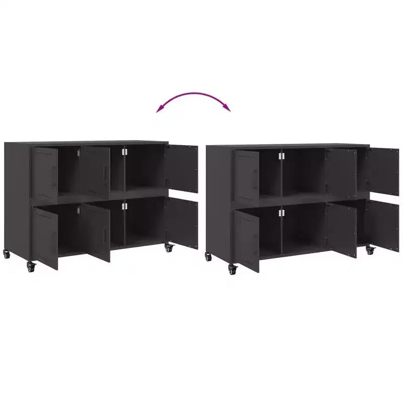 vidaXL Buffet noir Acier laminé à froid Grand buffet rectangulaire