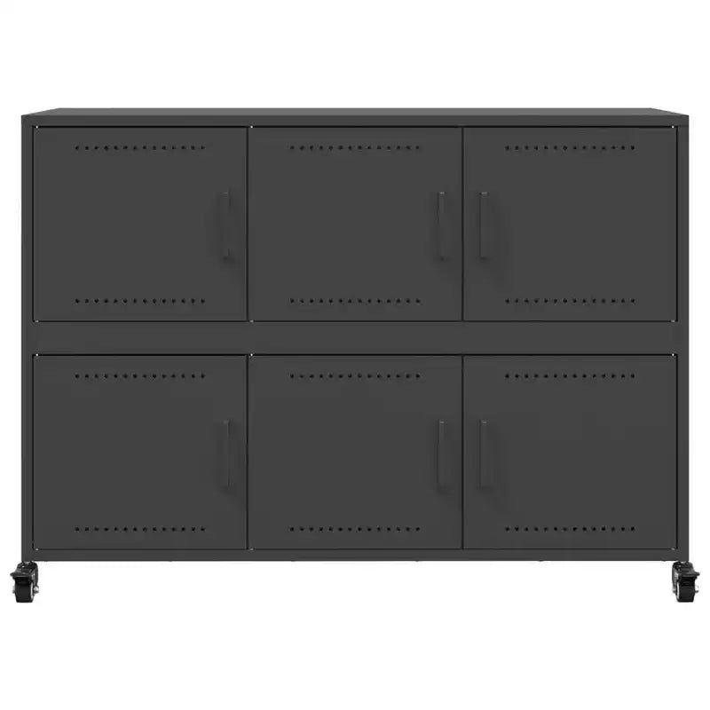 vidaXL Buffet noir Acier laminé à froid Grand buffet rectangulaire