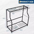 Organisateur d'outils de jardin de 73 cm, support de rangement à 2 niveaux pour outils de jardin, supports en acier pour outils de jardin pour ranger les outils à long manche, support d'outils de garage, porte-outils