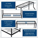 Organisateur d'outils de jardin de 73 cm, support de rangement à 2 niveaux pour outils de jardin, supports en acier pour outils de jardin pour ranger les outils à long manche, support d'outils de garage, porte-outils
